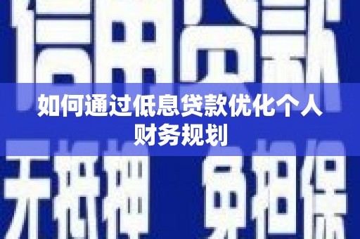 邵阳如何通过低息贷款优化个人财务规划