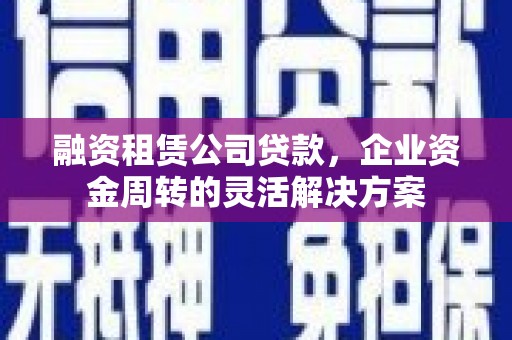 邵阳融资租赁公司贷款，企业资金周转的灵活解决方案