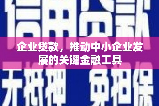 邵阳企业贷款，推动中小企业发展的关键金融工具