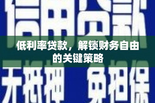 邵阳低利率贷款，解锁财务自由的关键策略