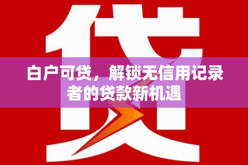邵阳白户可贷，解锁无信用记录者的贷款新机遇
