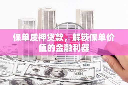 邵阳保单质押贷款，解锁保单价值的金融利器
