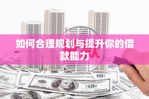 邵阳如何合理规划与提升你的借款能力